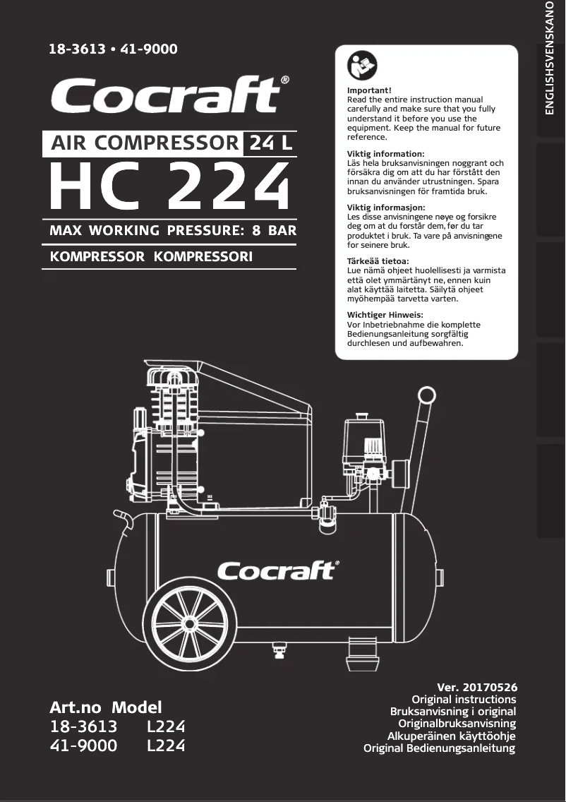 Page n°1 - Manuel utilisateur Cocraft HC 224