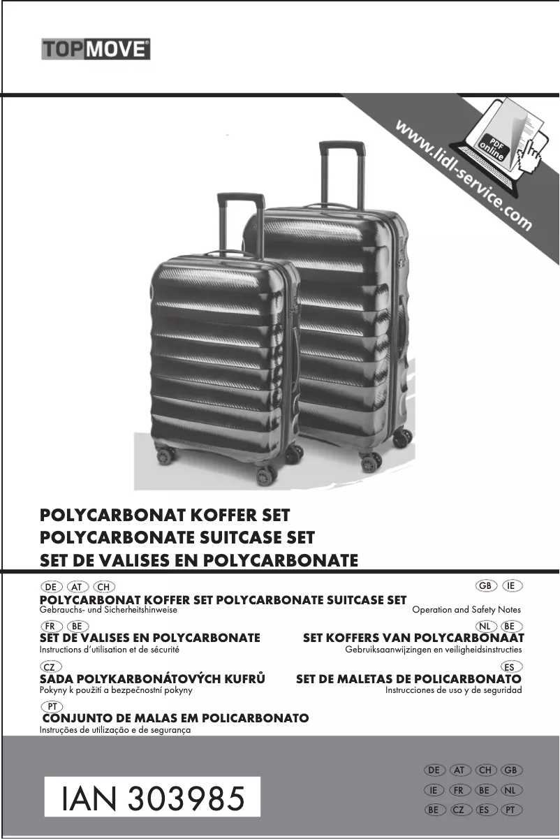 Page 1 de la notice Manuel utilisateur Topmove IAN 303985