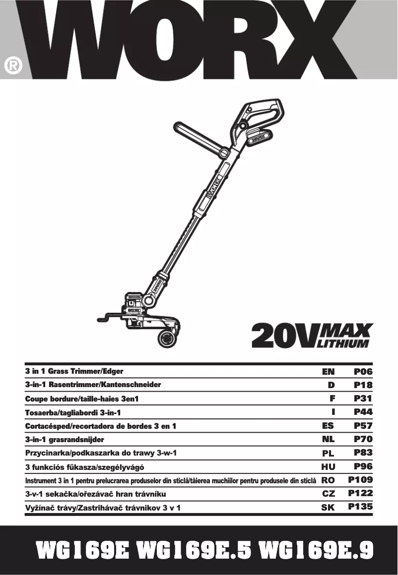 Image de la première page du manuel de l'appareil WG169E.9