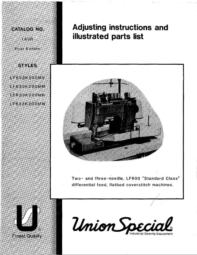 Page 1 de la notice Manuel utilisateur Union Special LF633K200MW
