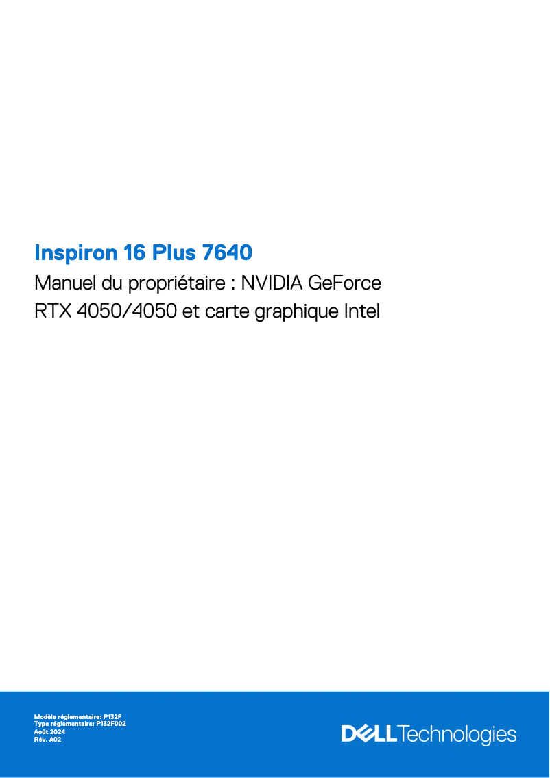 Page 1 de la notice Manuel utilisateur Dell Inspiron 16 Plus 7640