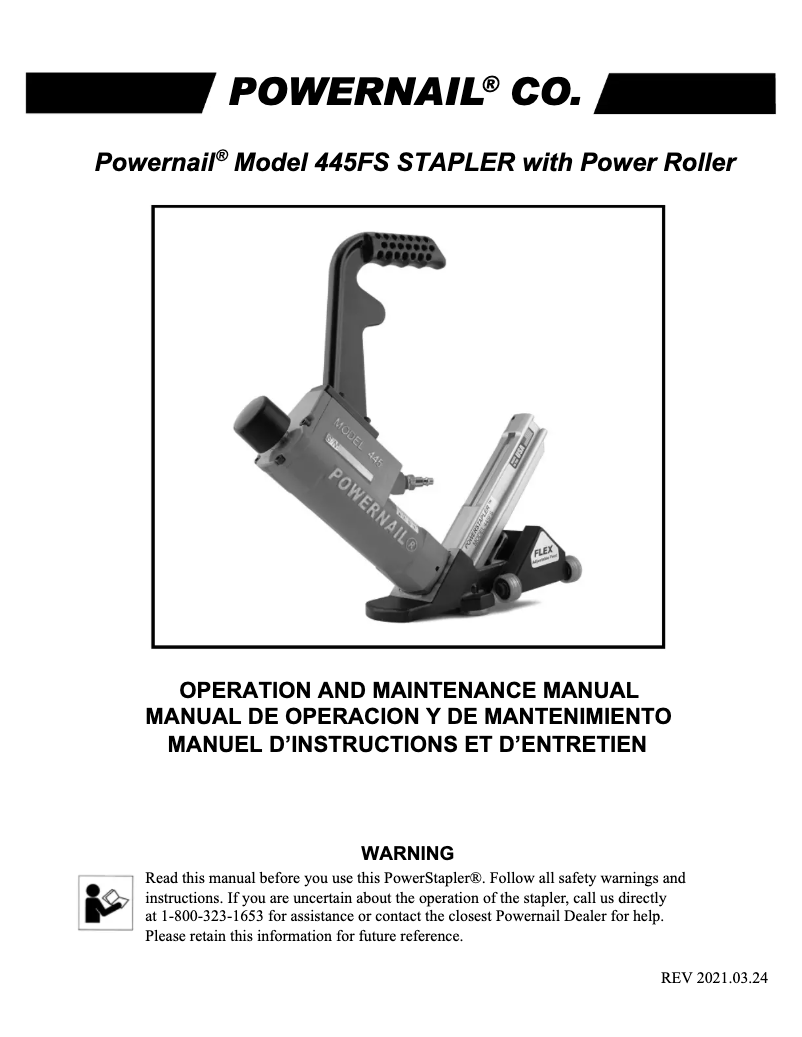 Page n°1 - Manuel utilisateur POWERNAIL 445FS