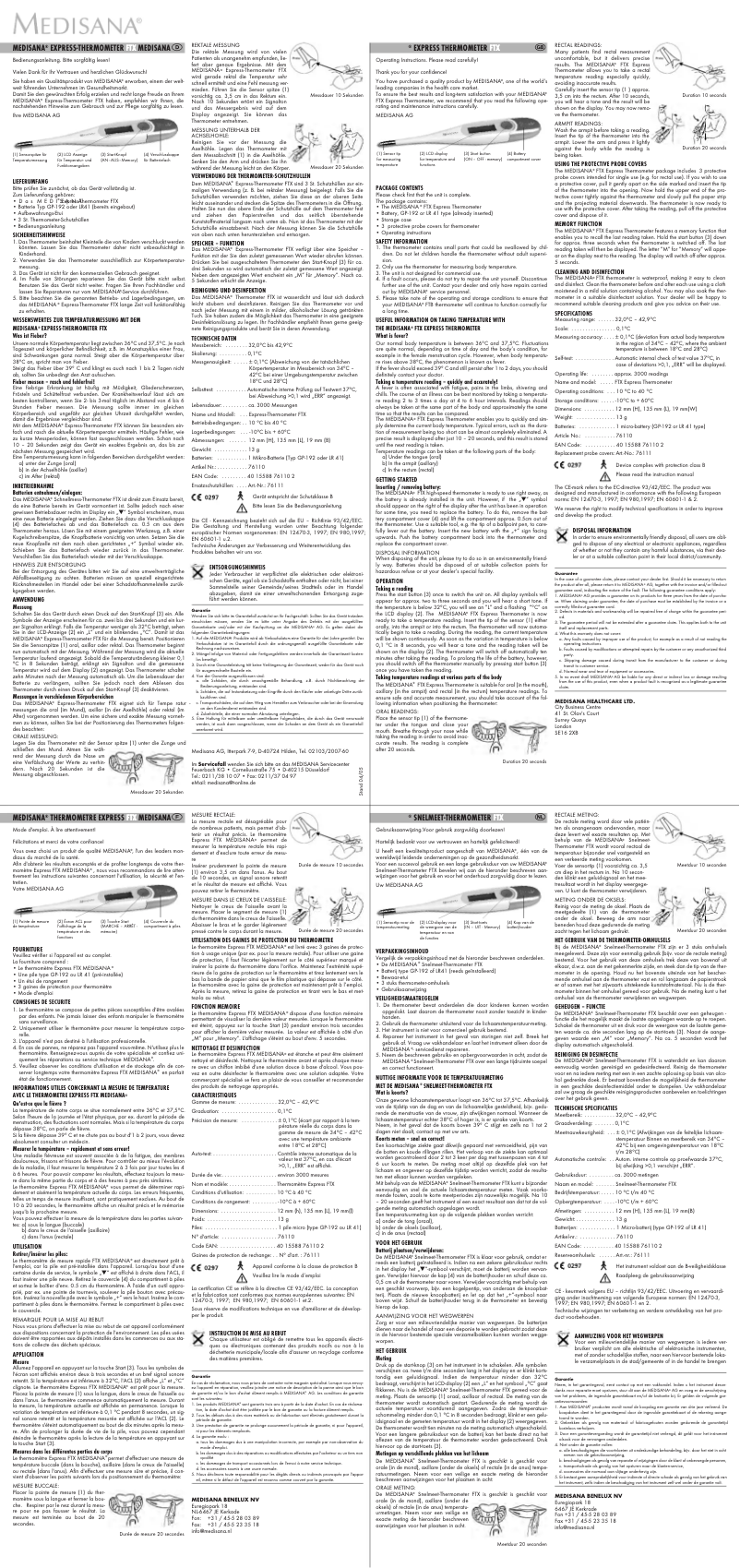 Page 1 de la notice Manuel utilisateur Medisana FTX