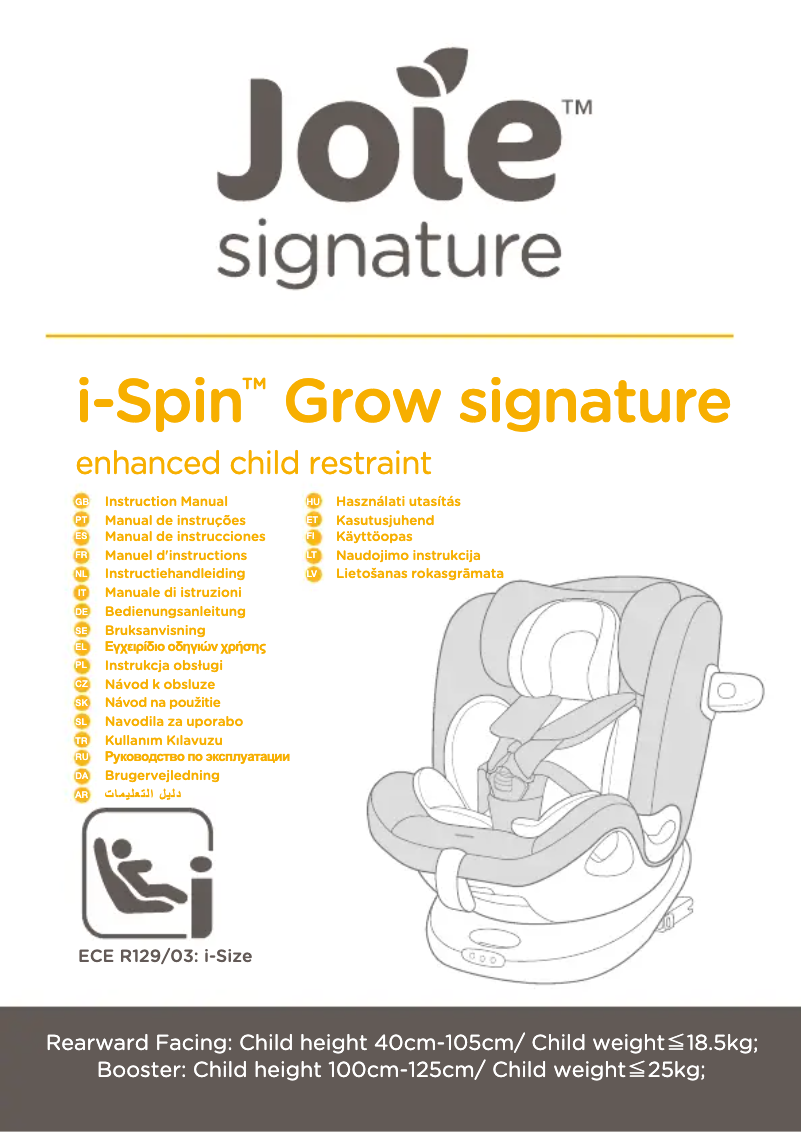 Page 1 de la notice Manuel utilisateur Joie i-Spin Grow
