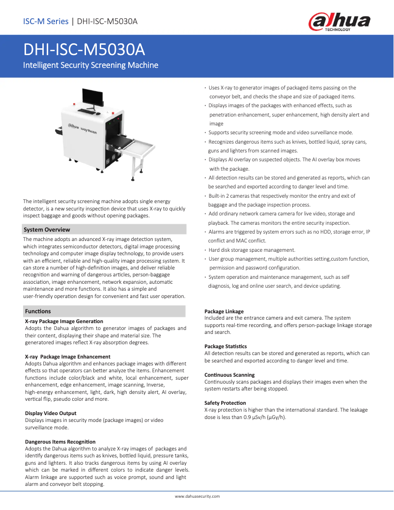 Page 1 de la notice Fiche technique Dahua Technology ISC-M5030A