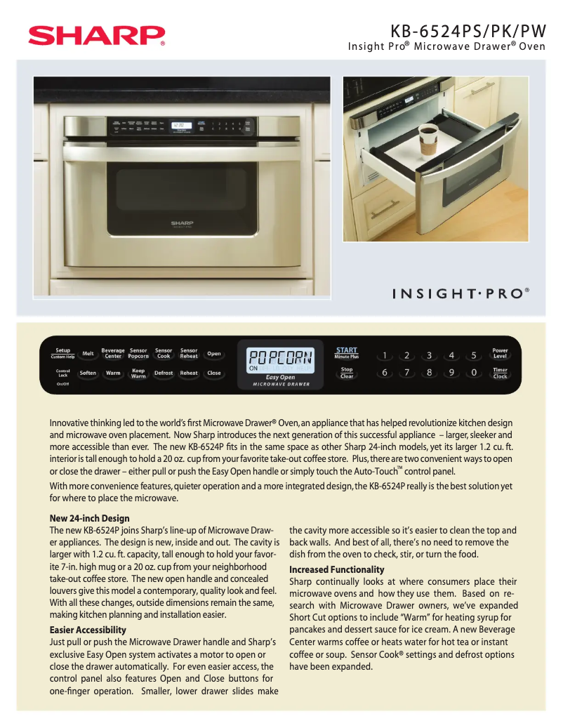Page 1 de la notice Fiche technique Sharp KB6524PS