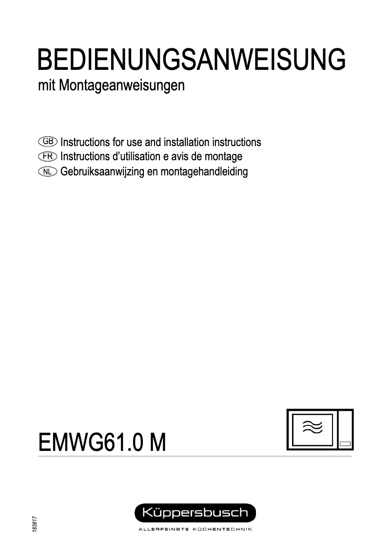 Page 1 de la notice Manuel utilisateur Küppersbusch EMWG 61.0 M