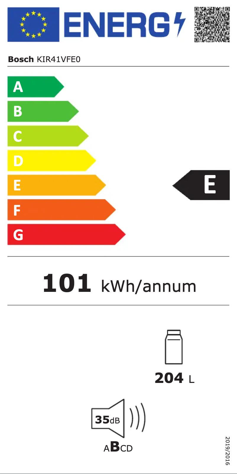 Página 1 del manual Etiqueta energética Bosch KIR41VFE0
