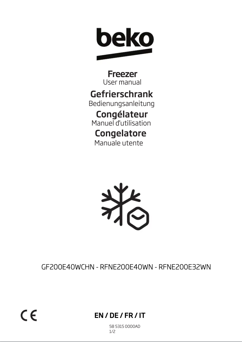 Page n°1 - Manuel utilisateur Beko GF200E40WCHN