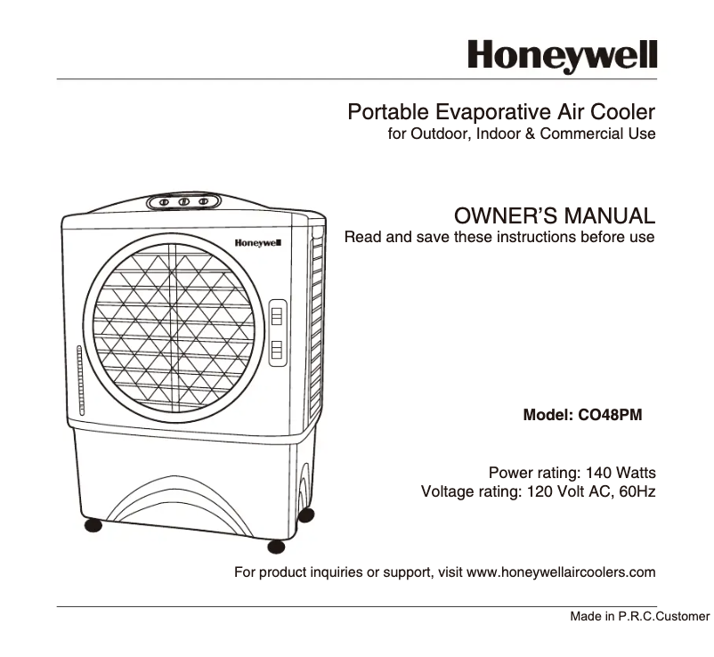 Page n°1 - Manuel d'utilisation et d'entretien Honeywell CO48PM