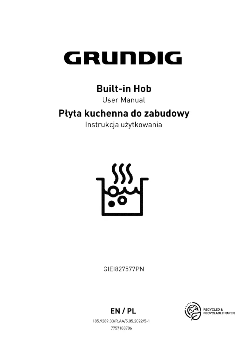 Page 1 de la notice Manuel utilisateur Grundig GIEI827577PN
