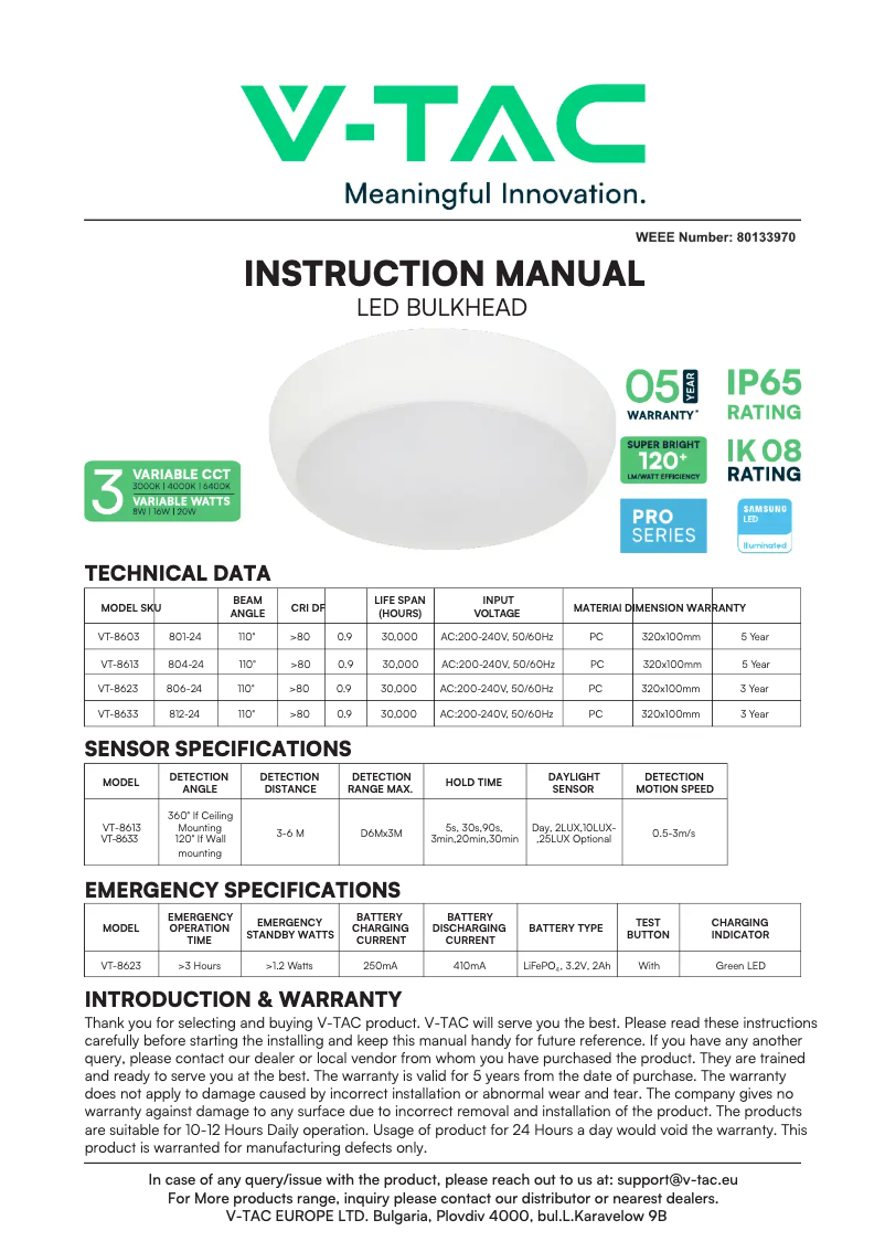 Page 1 de la notice Manuel utilisateur V-TAC VT-8603
