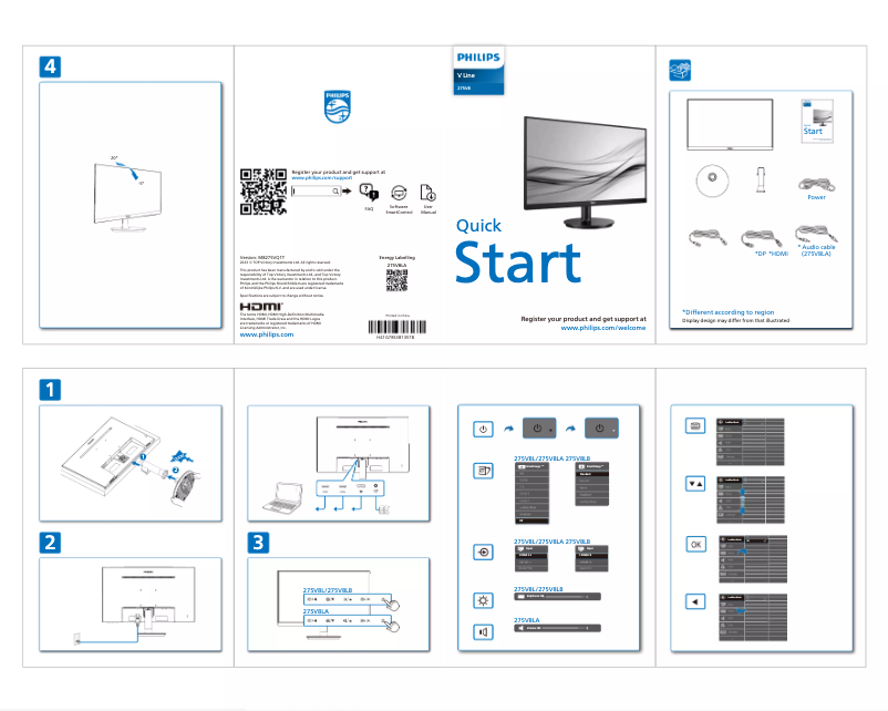 Page n°1 - Guide de démarrage rapide Philips 275V8