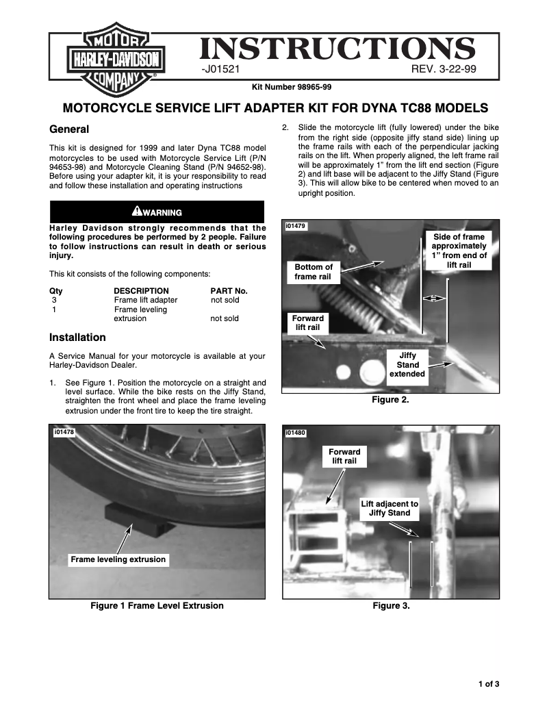 Page 1 de la notice Manuel utilisateur Harley-Davidson J01521 (1999)