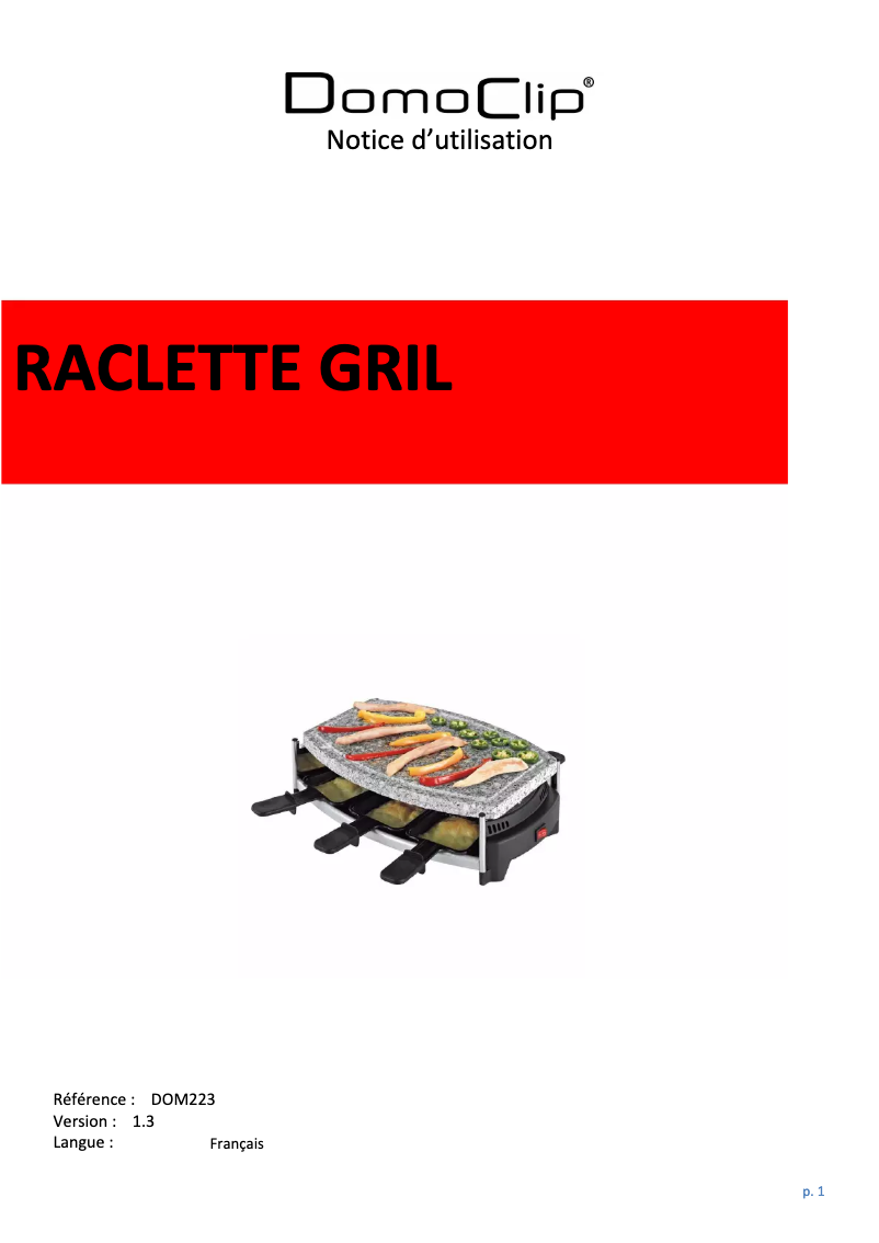 Page 1 de la notice Manuel utilisateur Domoclip DOM223