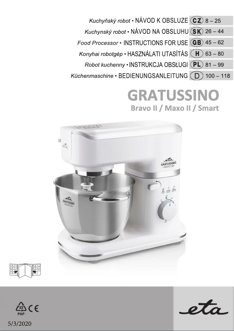 Image de la première page du manuel de l'appareil Gratussino Bravo II 0023 90070