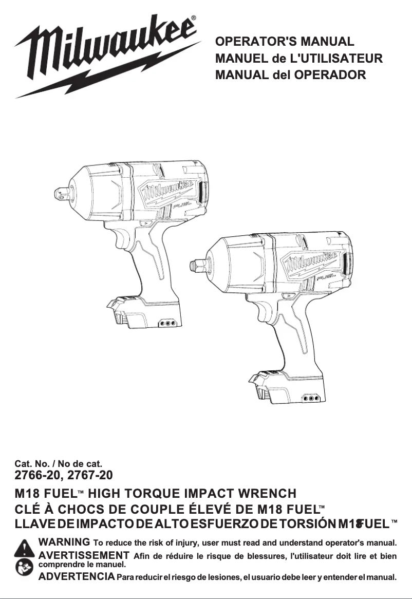 Image de la première page du manuel de l'appareil M18 Fuel 2767-22R