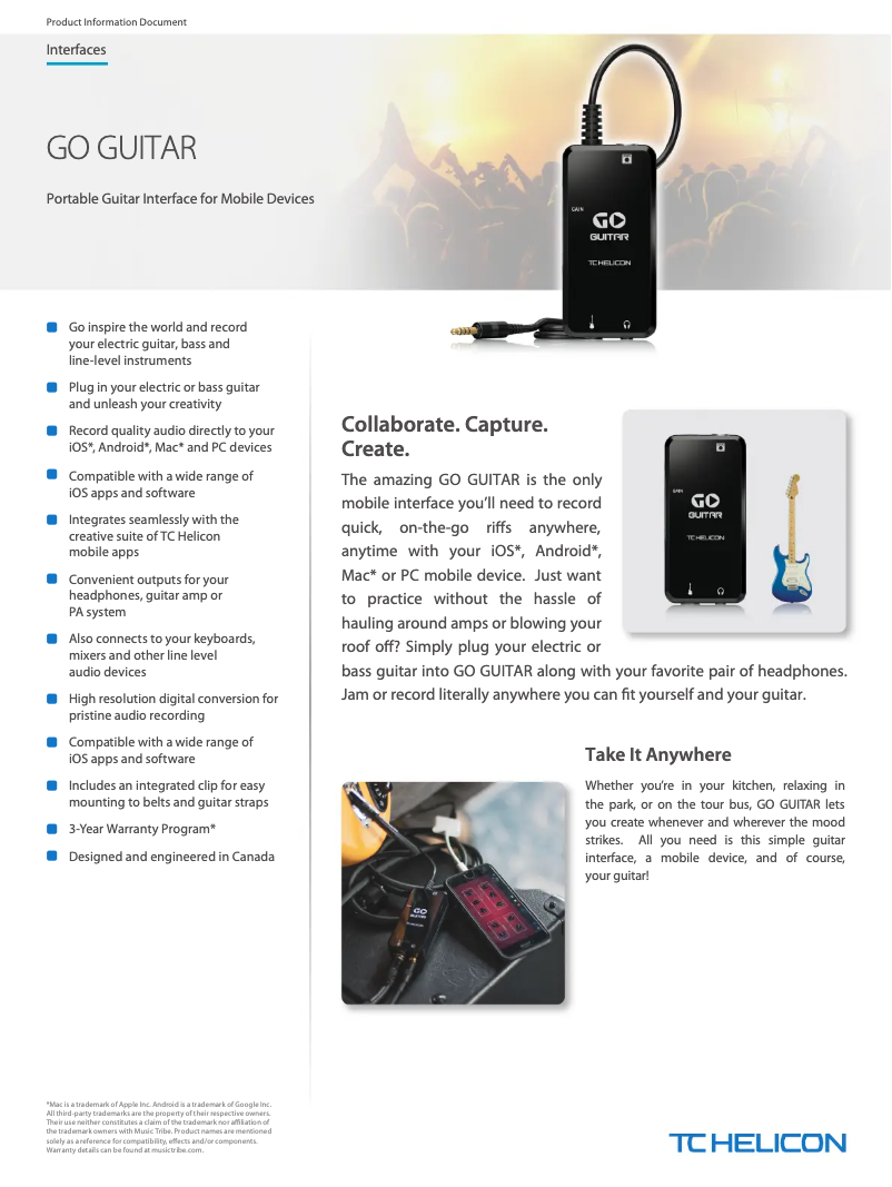 Image de la première page du manuel de l'appareil GO Guitar