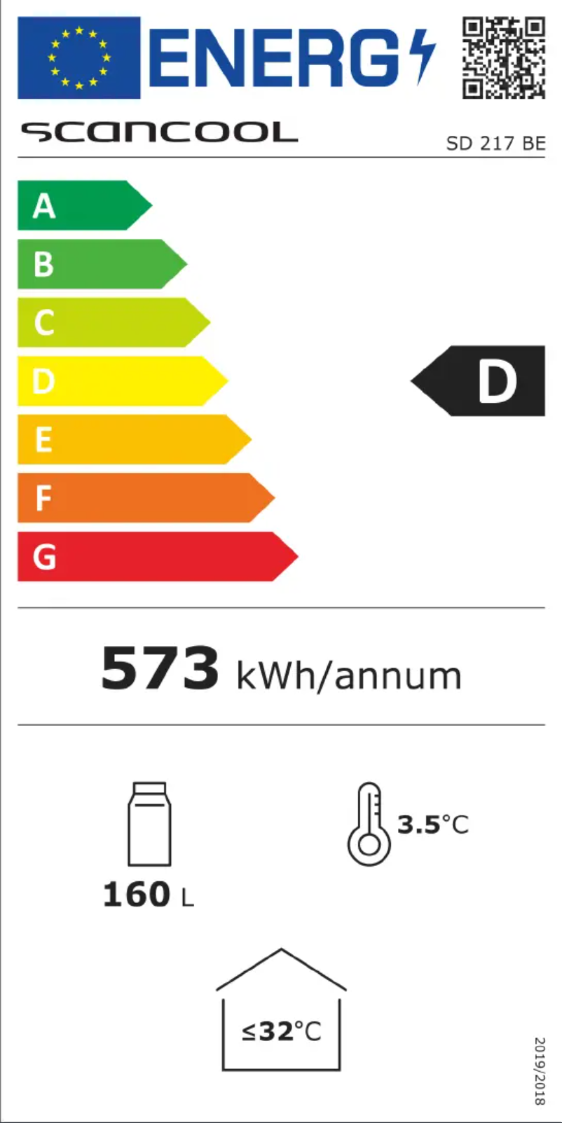 Page n°1 - Label énergétique Scancool SD 217 BE