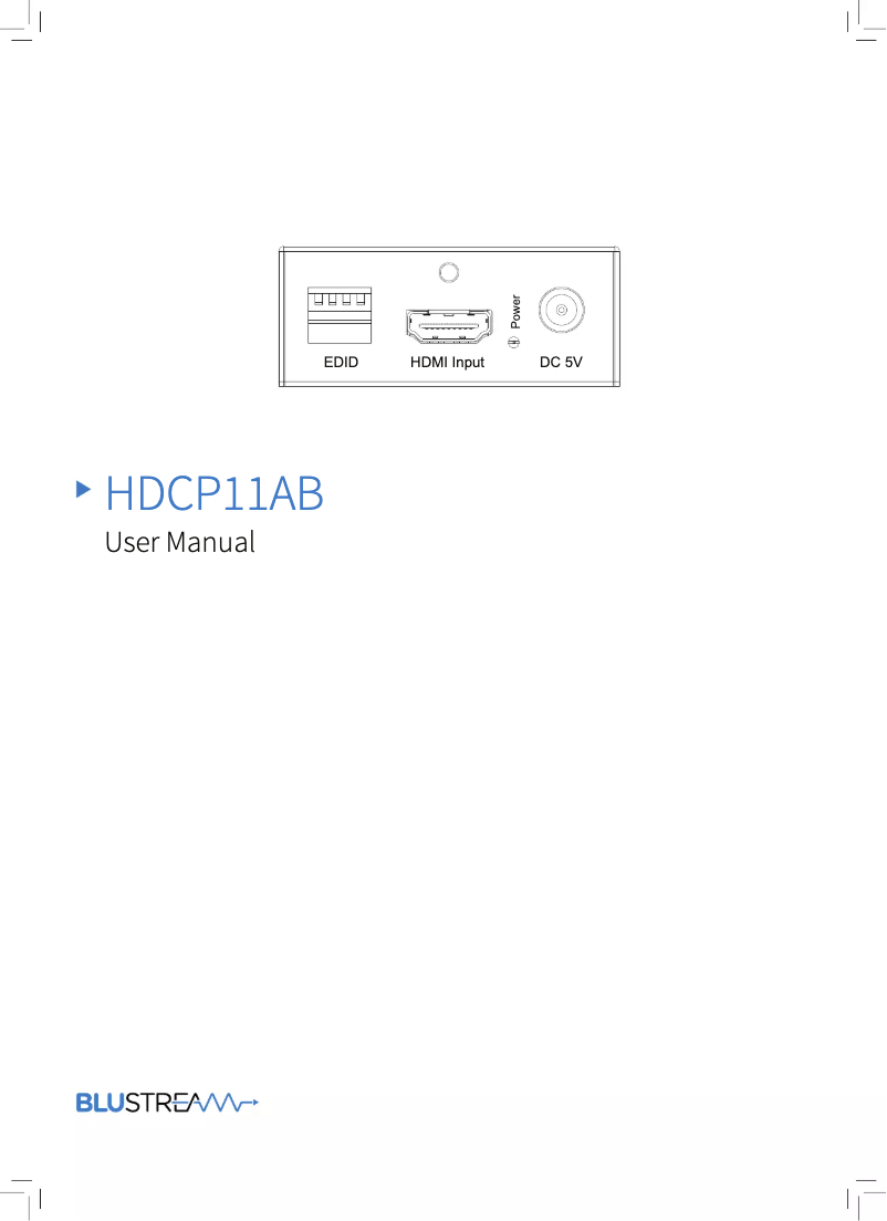 Page n°1 - Manuel utilisateur Blustream HDCP11AB