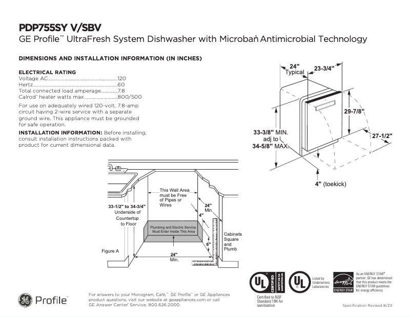 Imagen de la primera página del manual del dispositivo PDP755SBVTS