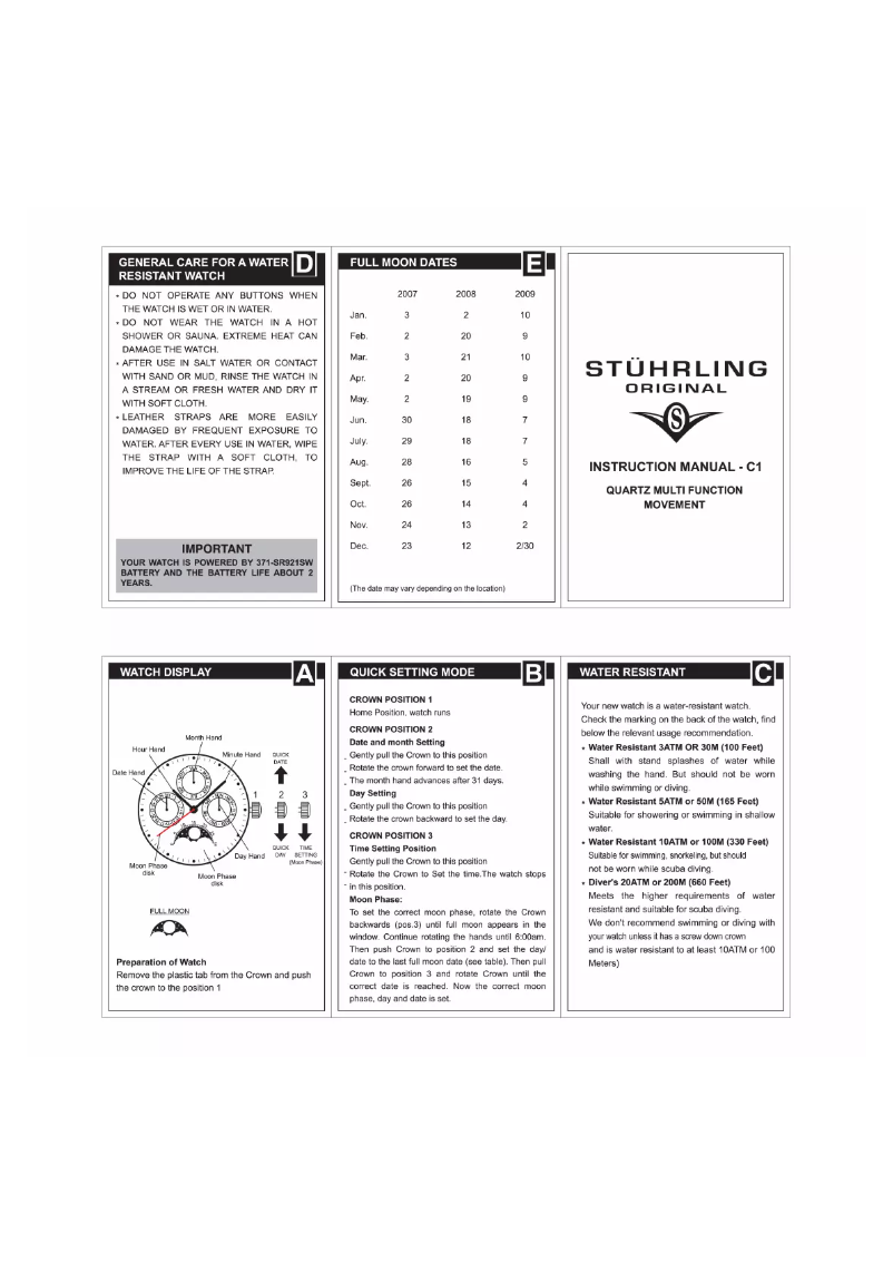 Page n°1 - Manuel utilisateur Stührling C1