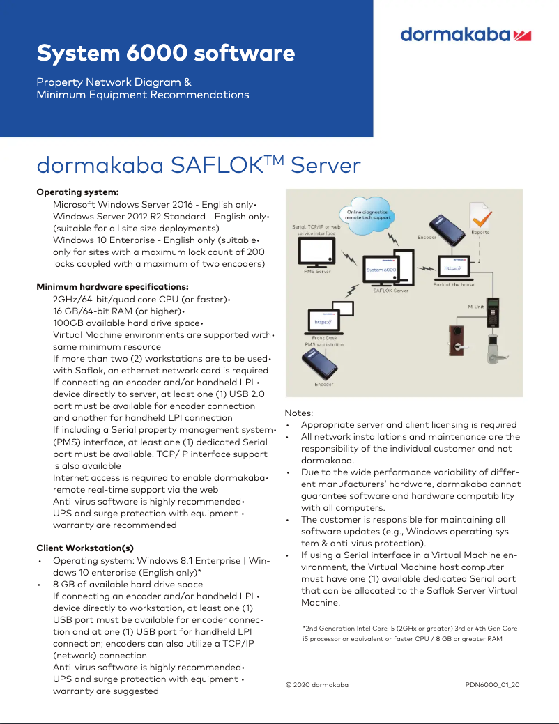 Page 1 de la notice Brochure Dormakaba Saflok System 6000