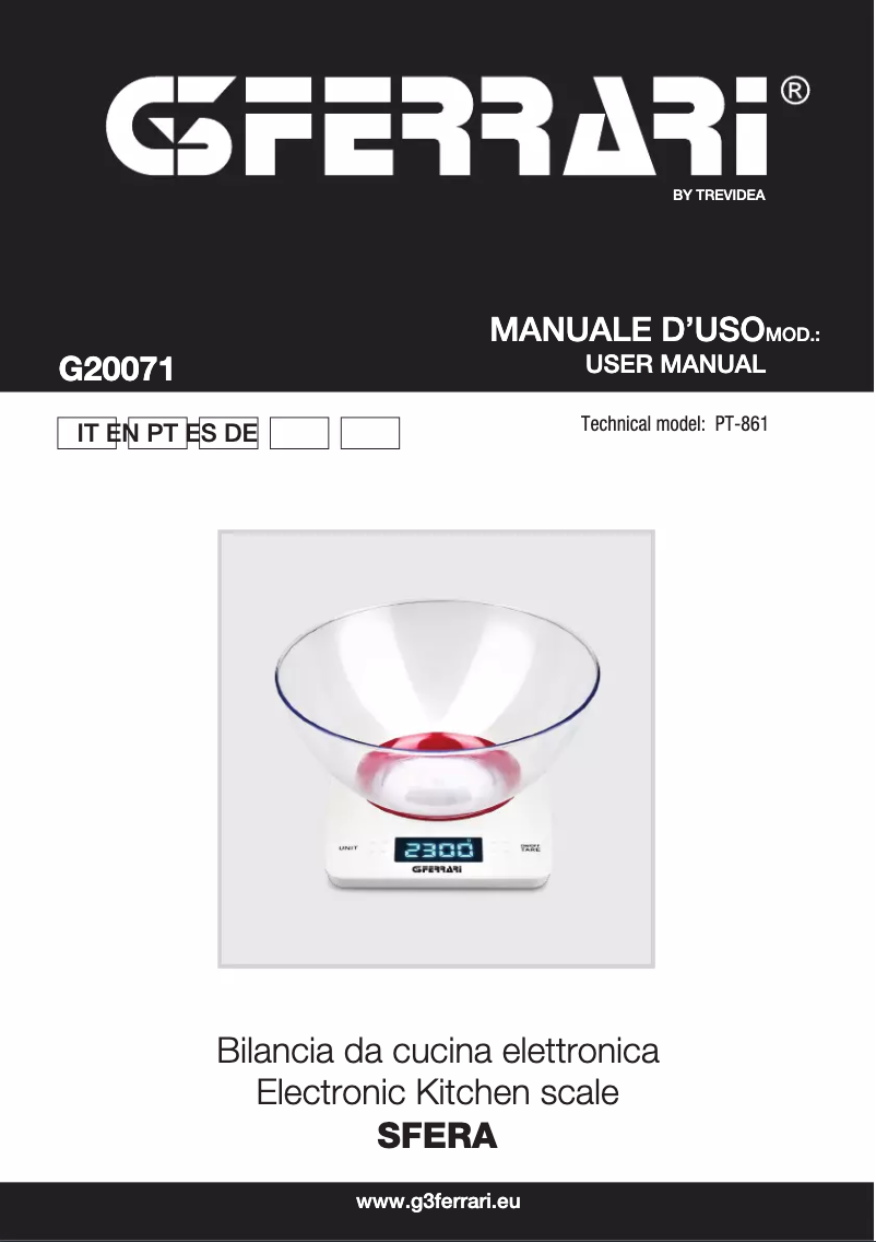 Image de la première page du manuel de l'appareil Sfera G20071