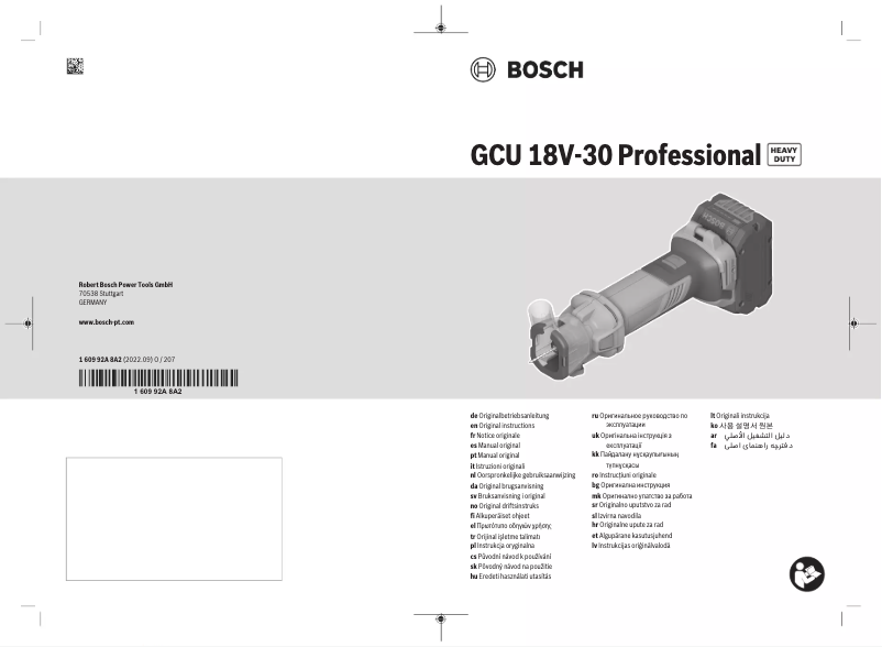 Image de la première page du manuel de l'appareil GCU 18V-30 Professional