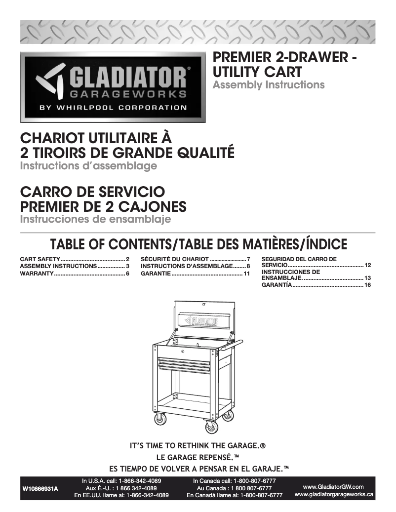 Page n°1 - Instructions / montage Gladiator GAMT28KDFG