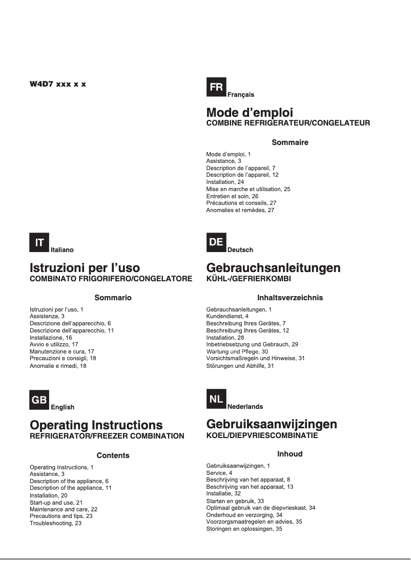 Imagen de la primera página del manual del dispositivo W4D7 XC2