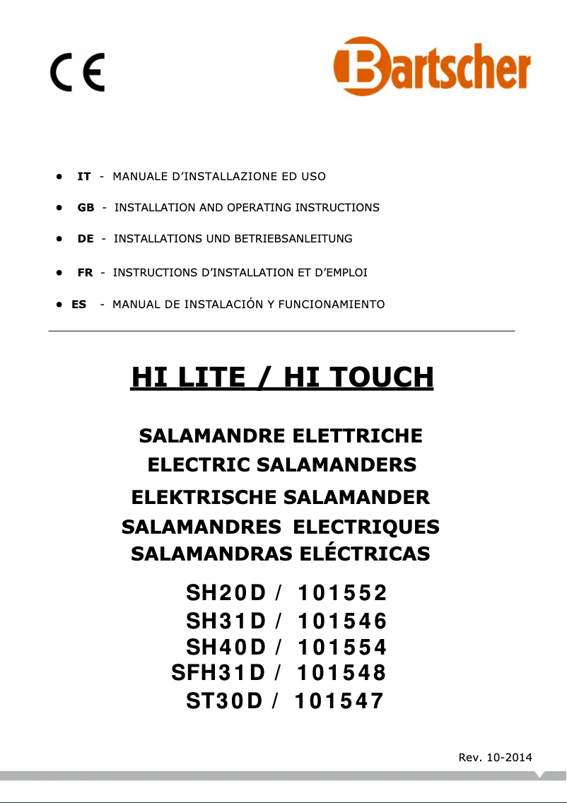 Page 1 de la notice Manuel utilisateur Bartscher 700-2Z