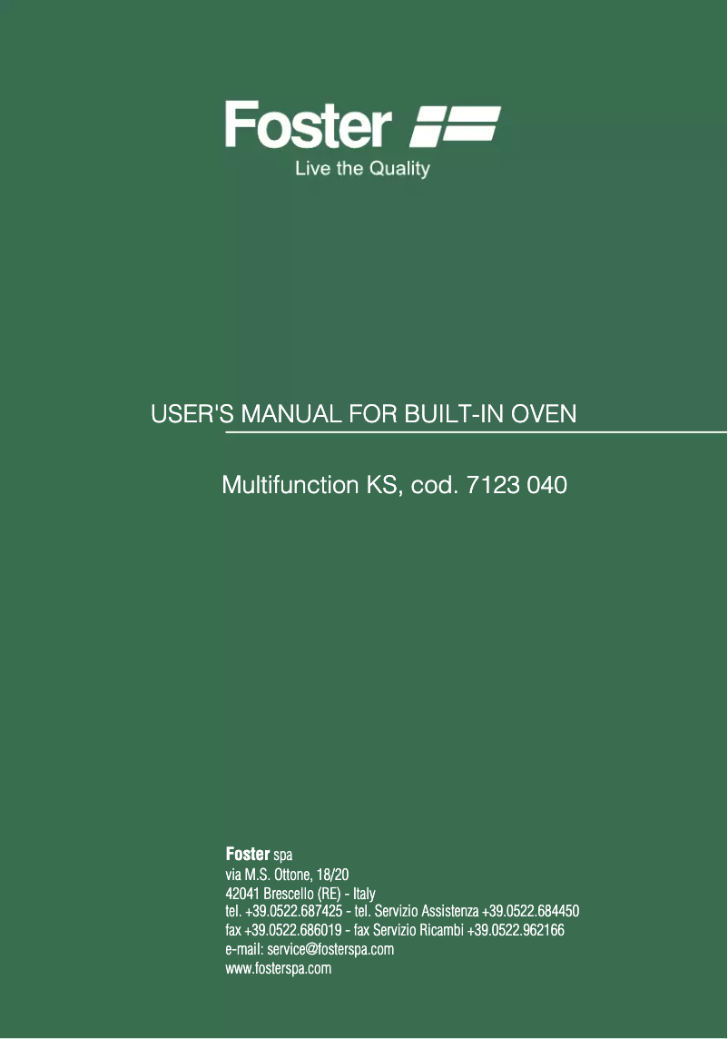 Page n°1 - Manuel utilisateur Foster KS multifunzione PP 60x46