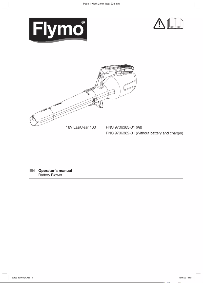 Page n°1 - Manuel utilisateur Flymo 18V EasiClear 100