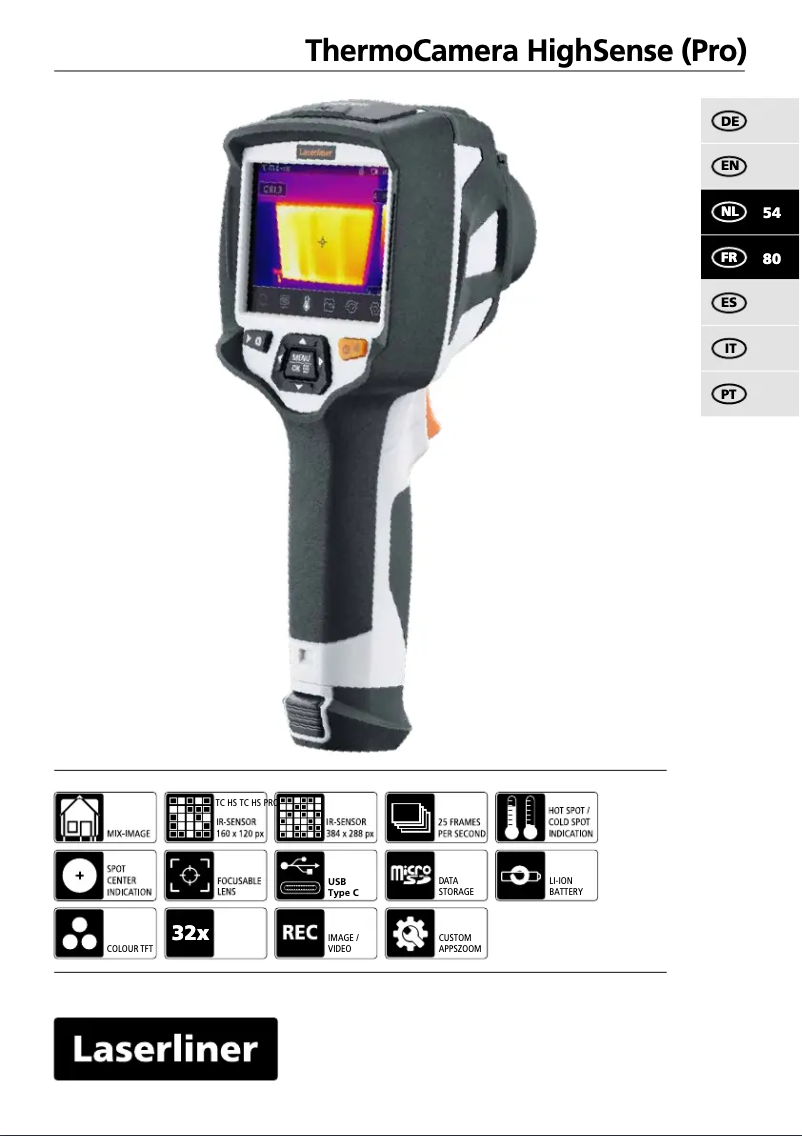 Image de la première page du manuel de l'appareil ThermoCamera HighSense Pro
