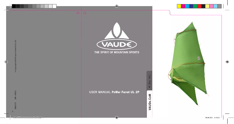 Page n°1 - Manuel utilisateur Vaude Power Ferret SUL 2P