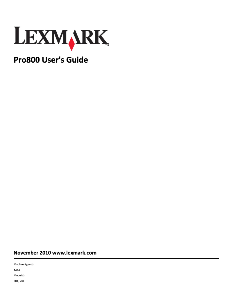Page 1 de la notice Manuel utilisateur Lexmark PRO 802