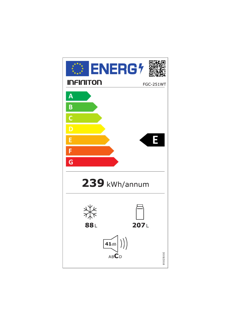 Page 1 de la notice Label énergétique Infiniton FGC-251WT