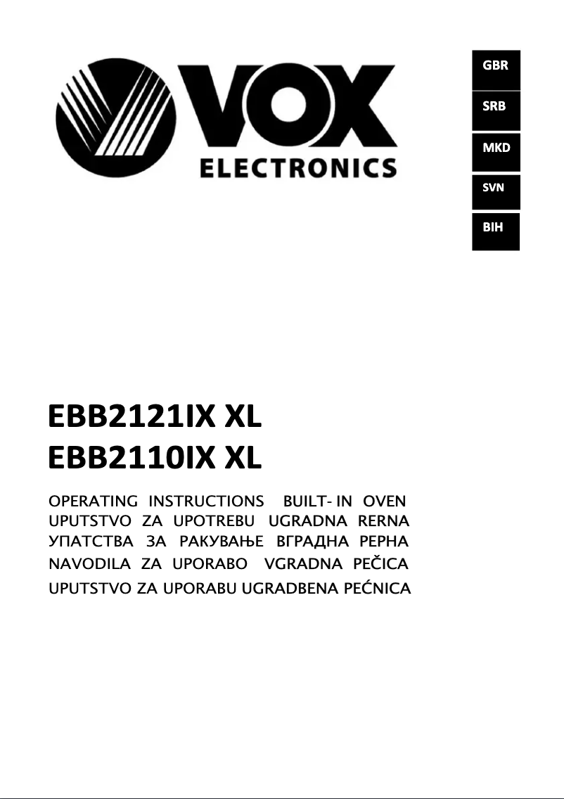 Page 1 de la notice Manuel utilisateur VOX EBB2110IXXL