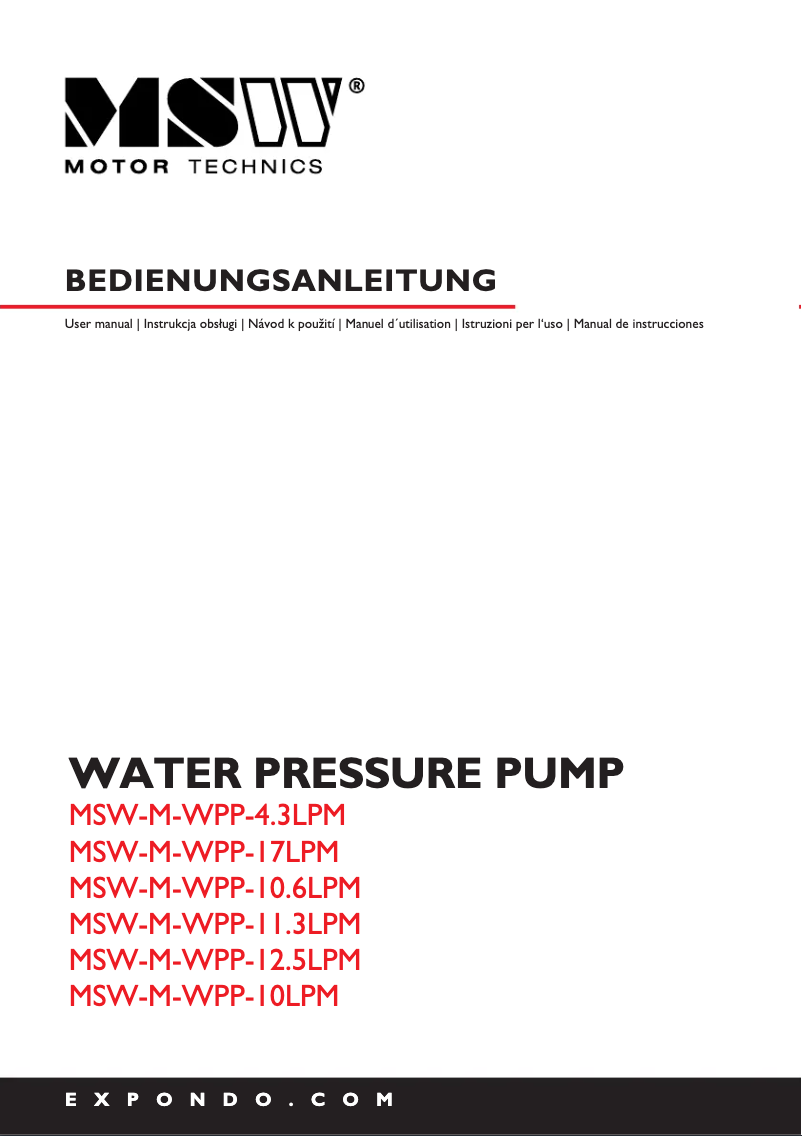 Page 1 de la notice Manuel utilisateur MSW MSW-M-WPP-12.5LPM