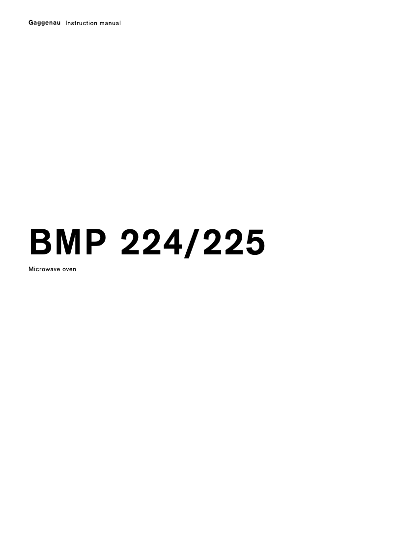 Page n°1 - Manuel utilisateur Gaggenau BMP 224