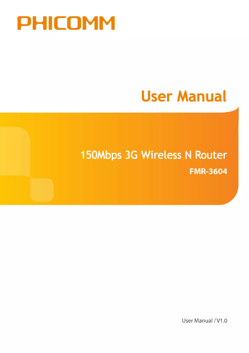 Page n°1 - Manuel utilisateur Phicomm FMR-3604