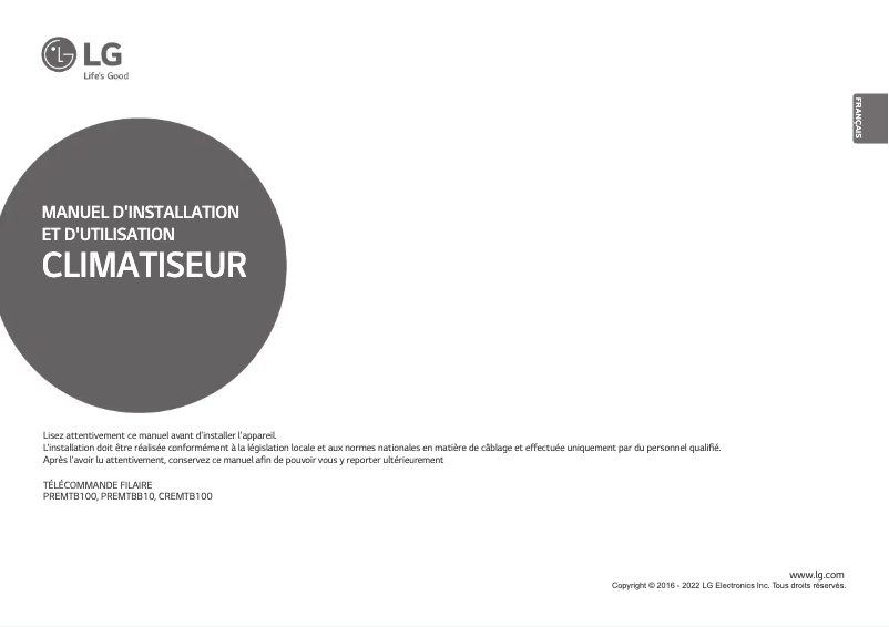 Page 1 of the manual User Manual LG PREMTB100