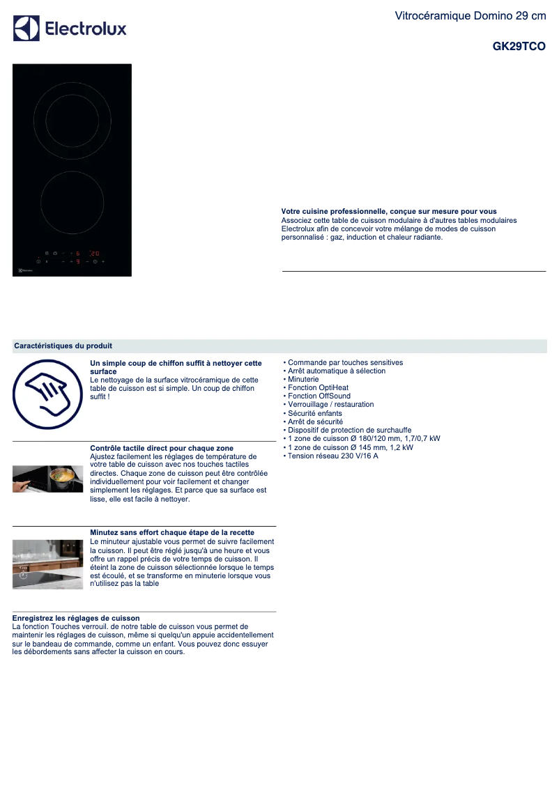 Image de la première page du manuel de l'appareil GK29TCO