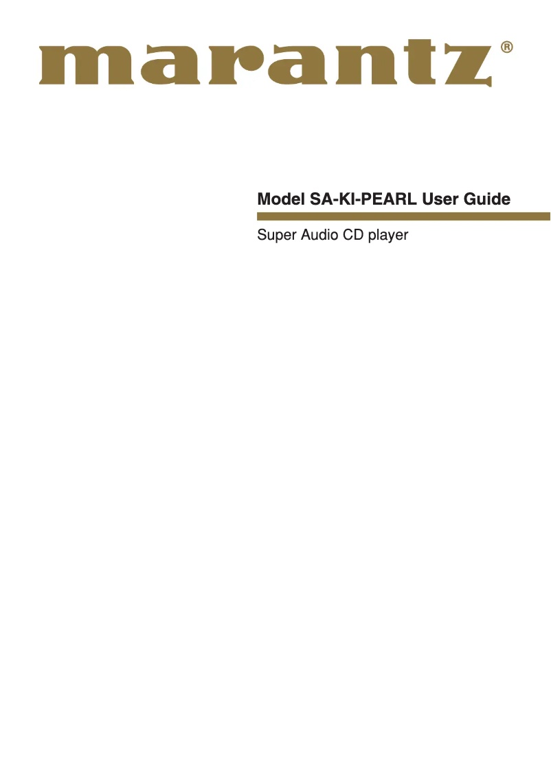Página 1 del manual Manual de usuario Marantz SA-KI Pearl