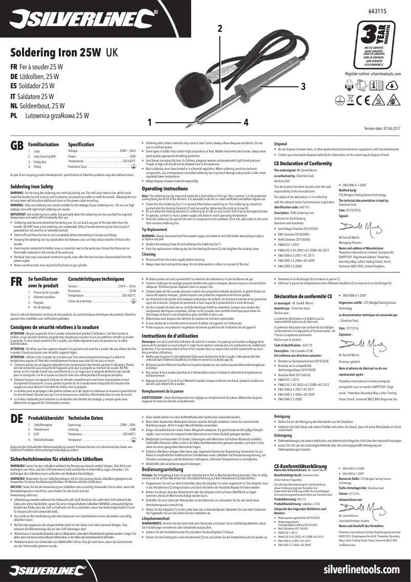Page 1 de la notice Manuel utilisateur Silverline 643115