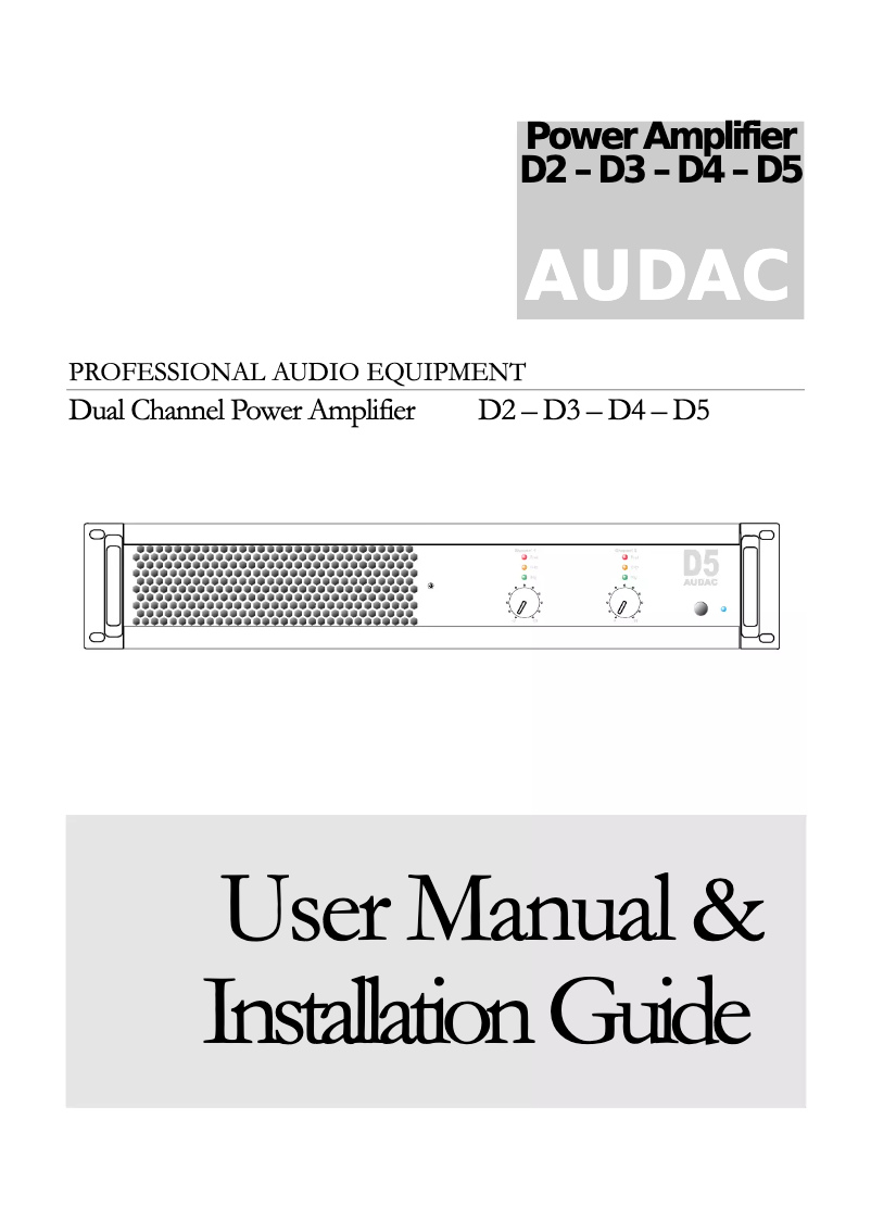 Page 1 de la notice Manuel utilisateur Audac D4