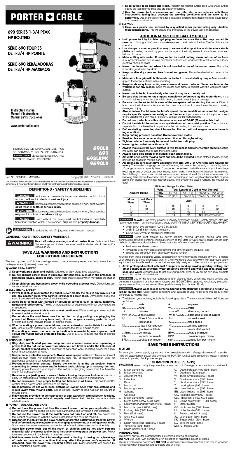 Image de la première page du manuel de l'appareil 693LRPK