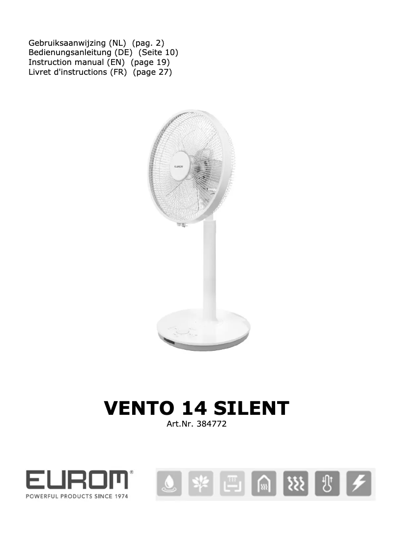 Página 1 del manual Manual de usuario Eurom Vento 14 silent