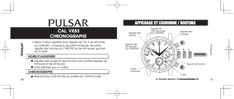 Page n°1 - Manuel utilisateur Pulsar VK83